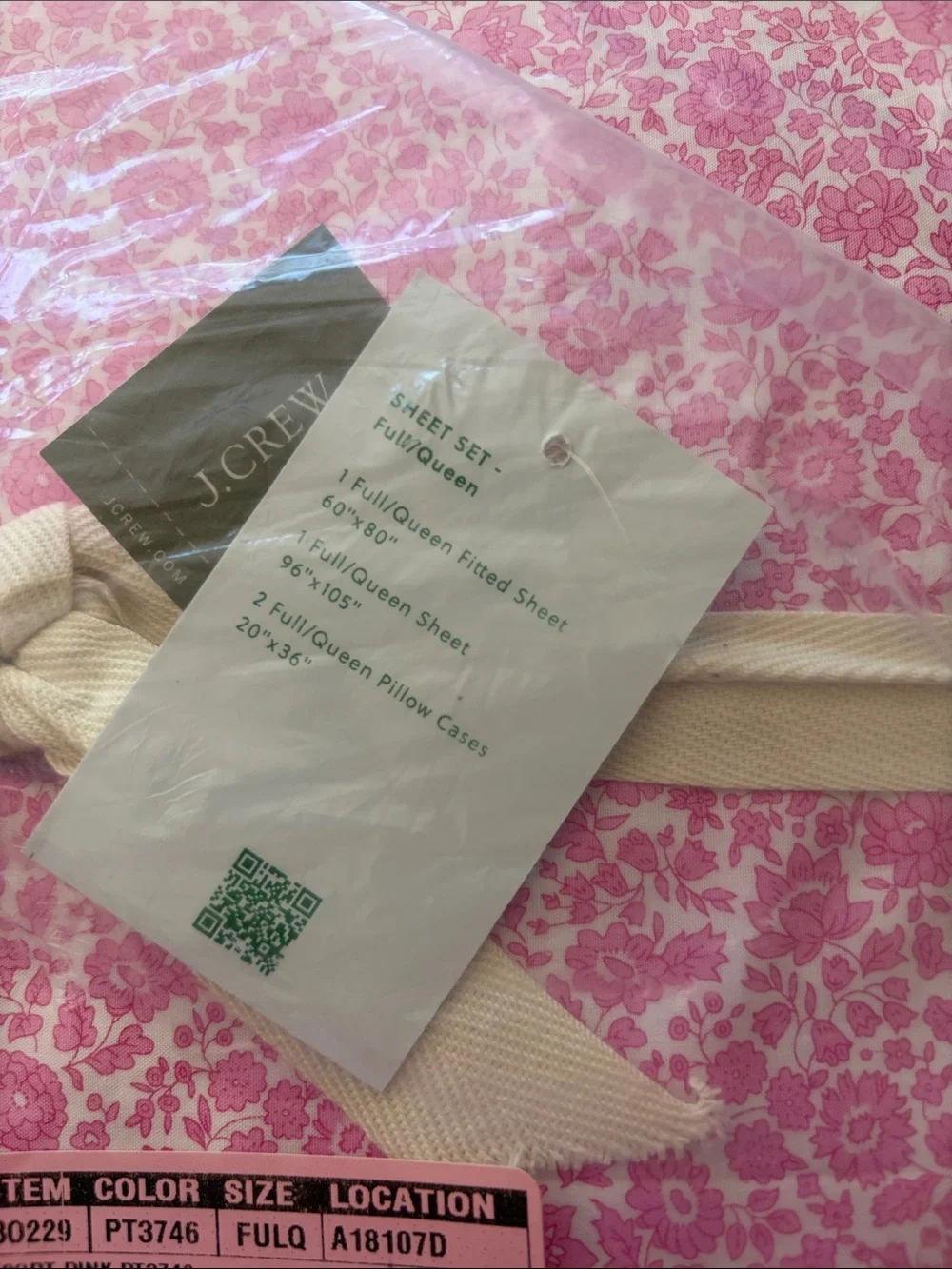 J. Crew Pink Floral Cotton Sheet Set